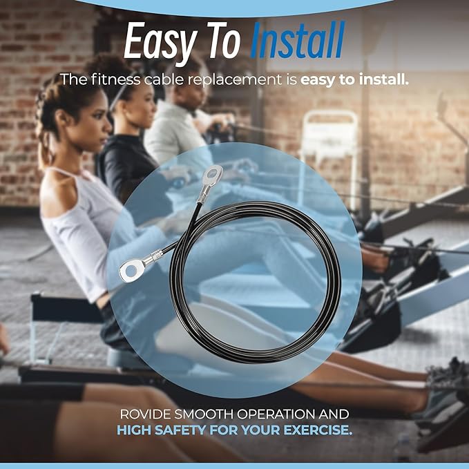 Fitness Pulley Cable Replacement for All Total Gym Models 1000, 1500, 2000, 3000, XLS Up - Adjustable Home Gym Cable Pulley System Replacement Fitness Cable for Pulley Machine Accessories