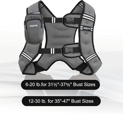 Weighted Vest, 6lb/8lb/12lb/16lb/20lb/25lb/30lb Weight Vest with Reflective Stripe, Weighted Vest for Men Women Workout Equipment for Strength Training, Running, Jogging, Fitness, Weight Loss