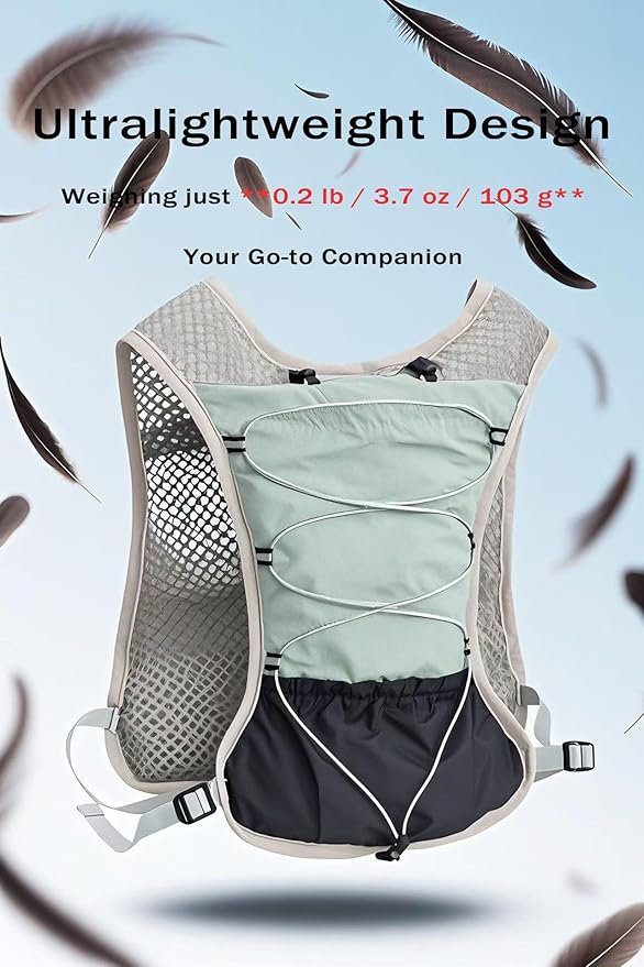 Hydration Running Vest Ultra-Lightweight for Women Men [2025 Upgraded], Breathable All-Weather Water Vest Hiking Backpack, Adjustable Water Backpack for Hiking, Cycling, Trail Marathon Race