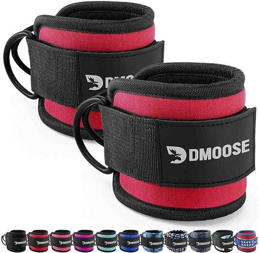 DMoose Fitness Ankle Straps for Cable Machines - One Size Fit with Premium Padding, Glute Kickback Ankle Strap for Women & Men, Cable Attachments for Gym, Booty Workouts, Leg Extension & Hip Abductors