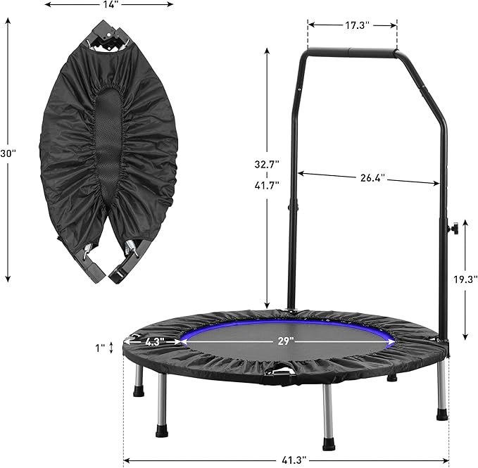 HYD-Parts 40" Foldable Mini Trampoline for Adults and 330lbs