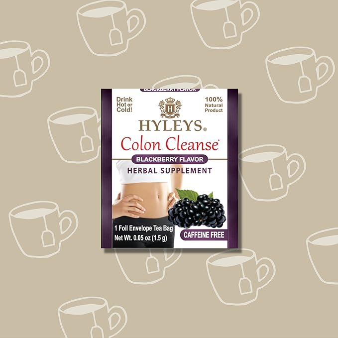 Hyleys Colon Cleanse Tea Blackberry Flavor - 50 Tea Bags (6 Pack - 300 Tea Bags Total)