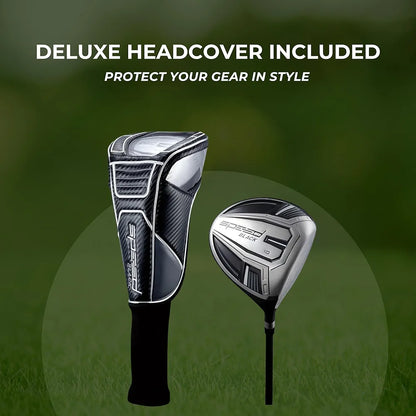 Speed Titanium Driver Golf Club, 10°, 11.5°, 12.5° Loft , Ultra Lightweight Graphite Shaft, Oversized Sweet Spot, Aerodynamic Design, USGA Conforming Mens Golf Driver + Deluxe Headcover