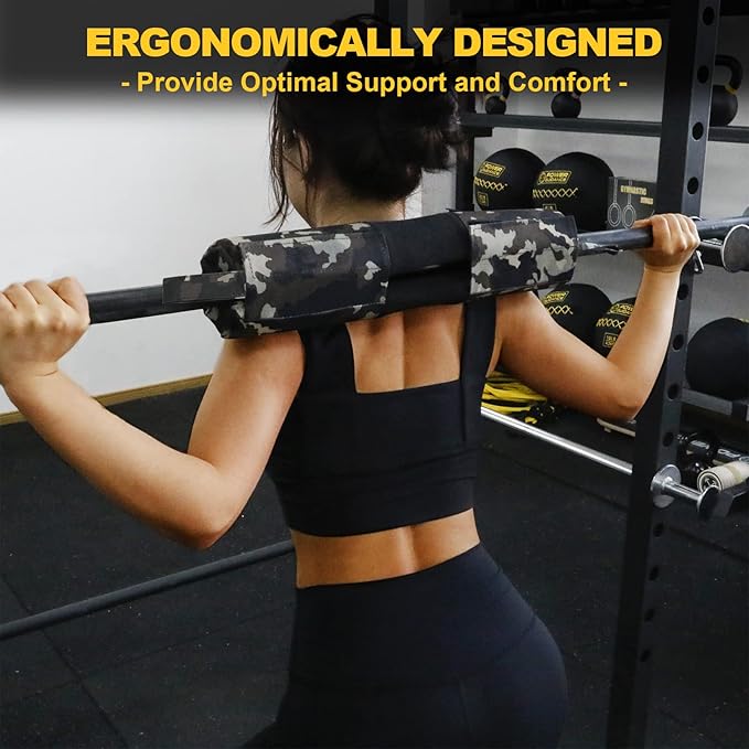 POWER GUIDANCE Barbell Squat Pad - Neck & Shoulder Protective Pad Anti-Skid Points for Squats, Lunges, Hip Thrusts, Weightlifting - Fit Standard and Olympic Bars