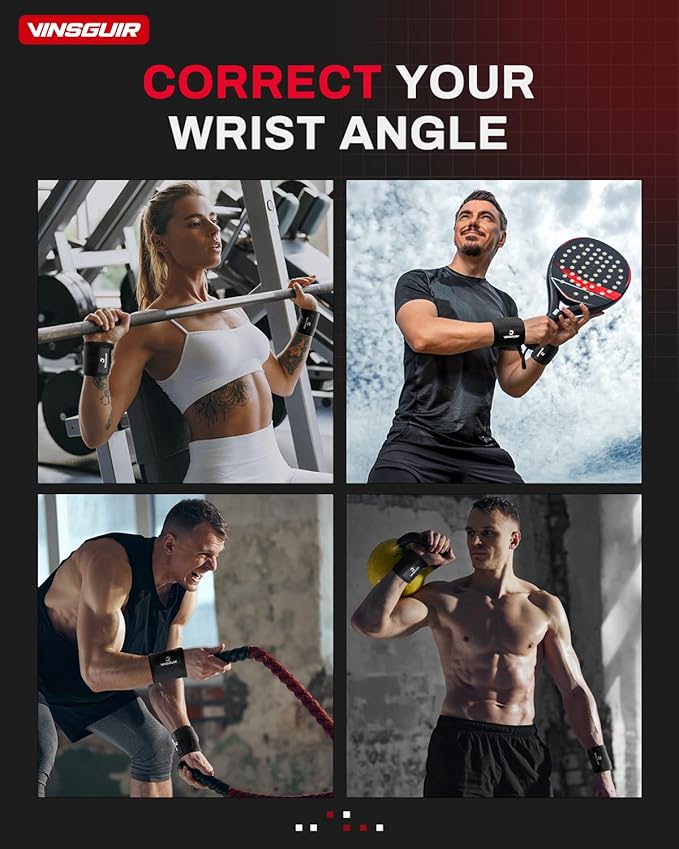 VINSGUIR Elastic Wrist Straps for Weightlifting and Working Out, Breathable Wrist Wraps with Thumb Loop and Left/Right Tabs, Wrist Brace for Wrist Support and Protection, Men and Women (Pair)