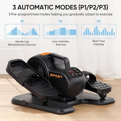 Under Desk Elliptical Machine, 3-in-1 THERUN Electric Ellipse Leg Exerciser As Seen On TV for Seniors, Fully Assembled Portable Seated Pedal Exerciser w/Remote Control, 10-Level Speeds & Resistance