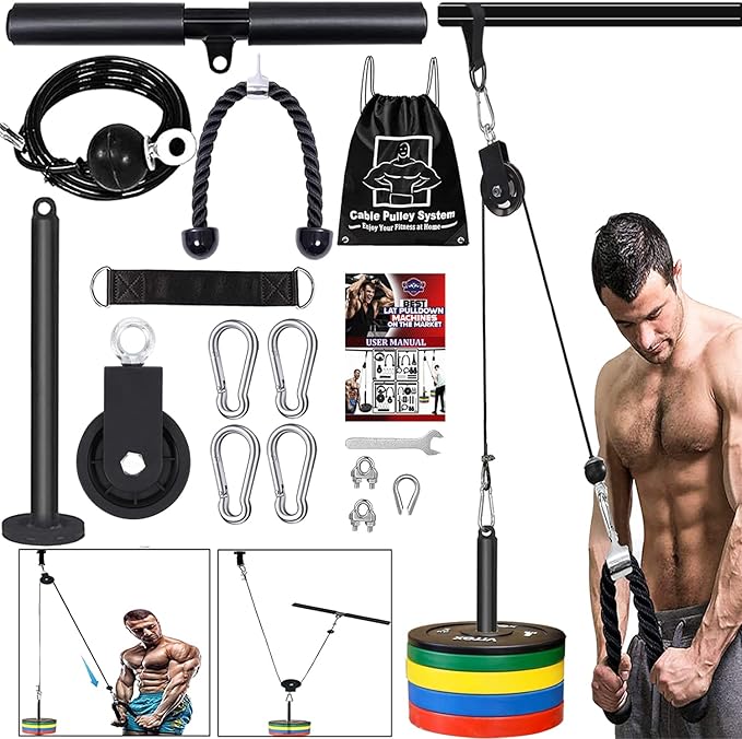 Taeku LAT Pulley System for Home Gym – Strength Training Fitness Equipment Cable Machine for Triceps, Biceps, Back & Shoulder Workouts