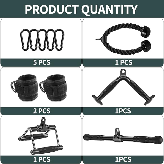 Solid Steel Cable Machine Accessories for Home Gym, Triceps Pull Down Attachment, Cable Attachments for Gym, LAT Pull Down Attachment Weight Fitness