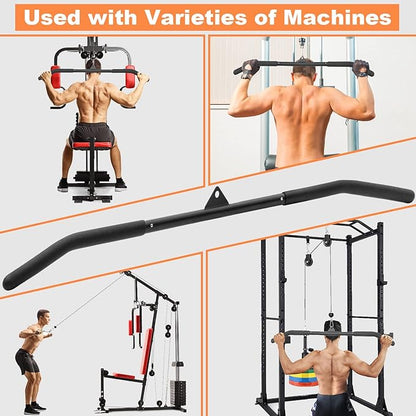 SERTT 39.37 Inch LAT Pulldown Bar Attachment for Pulley Cable Machine, Curl Tricep Press Down Bar with Rubber Handle, LAT Pull Down Bar Accessories for Gym, Strength Workout, Muscle Building