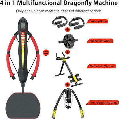 VIVITORY 4-in-1 Multi-Functional Rowing Machine AB Workout Machine, Core & Abdominal Trainers, Adjustable Dragonfly Machine, Strength Training Full Body Workout, Home Gym Fitness Equipment