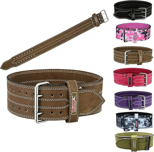 MRX Powerlifting Leather Belt 4" Wide 10mm Thickness 2 Prong