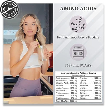 Stellar Labs Vegan Protein Powder with BCAA's & Antioxidants | Certified Low FODMAP, Non GMO, Gluten Free, Soy Free, Low Carb, with Stevia | Lean Plant Based Protein Powder Shakes | Vanilla