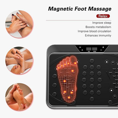 soges Vibration Plate Exercise Machine with Resistance Bands, Vibrating Plate for Lymphatic Drainage, Whole Body Vibrate Equipment, Home Fitness Workout Weight Loss Sports
