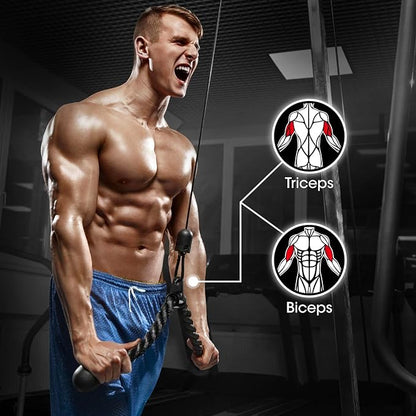 Yes4All Cable Machine Attachment, Tricep Straight Bar, V Bar, LAT Pulldown Attachments/Accessories Load 880lbs for Home Gym