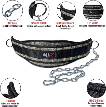 Mir Dip belt With 36" - 38" chain 500lbs - 650lbs weight