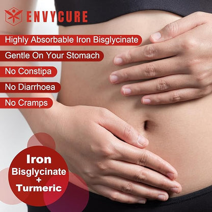 Sugar Free Iron Gummies 18mg for Women Men, Iron Bisglycinate Supplement Gummies with Vitamin C, Turmeric & Folate - Blood Builder for Iron Deficiency, Anemia & Energy, Non-Constipating (2 PACK)