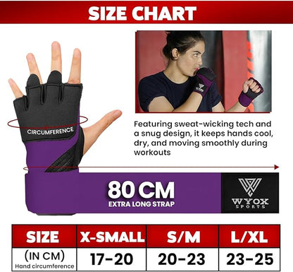WYOX Gel Boxing Hand Wraps Inner Gloves for Men & Women, 80cm Quick Wrist Straps, Padded Knuckle Protection for Muay Thai Kickboxing, Hand Wraps for Boxing & Martial Arts