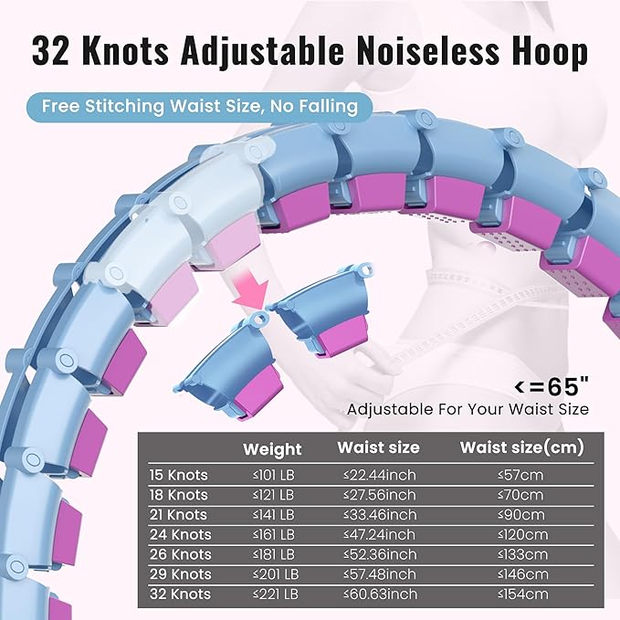 65inch 32 Knots Plus Size Quiet Weighted Hula 2 in 1 Waist