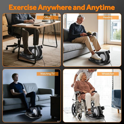 Under Desk Elliptical Machine with Touch LED Monitor,12-Speed Electric Large Pedal Exerciser for Seniors,Leg Exerciser with Forward & Reverse Direction, Manual & Auto Mode for Home Office