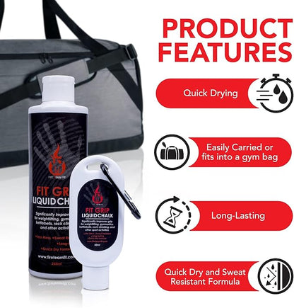 Liquid Chalk for Weight Lifting, Rock Climbing, Cross Training, & Powerlifting, Gym Approved Workout Chalk for Hands & Calluses