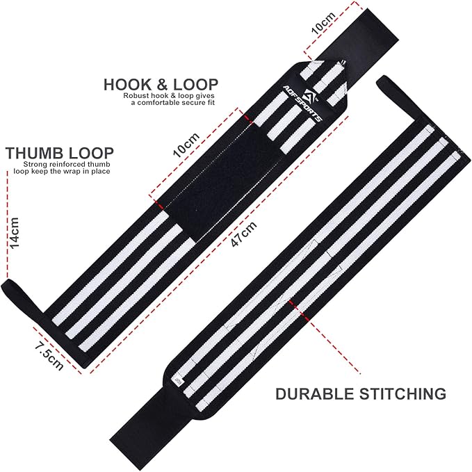 Wrist Wraps for Weightlifting - USPA & IPL Approved 18" Gym Wrist Support with Thumb Loop - Heavy Duty Lifting Wrist Straps for Fitness, Workout, Powerlifting, & Bodybuilding (Pair)
