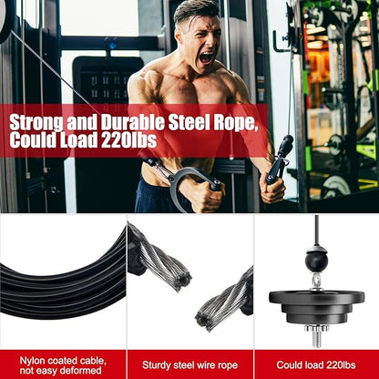 Fitness Pulley Cable 196 Inch, Adjustable Home Gym Cable Replacement for Pulley System, Heavy Duty Fitness Rope Machine Accessories