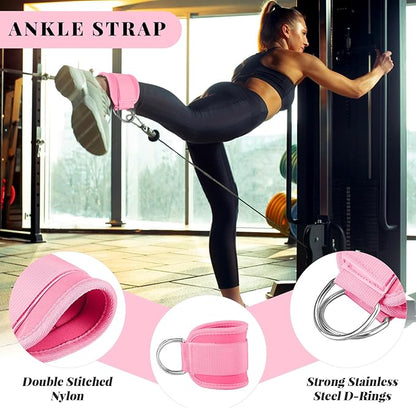 Barbell Pad Set,10 Pcs Barbell Pads for Hip Thrust Squat & Lunges Support,with 2 Workout Ankle Straps, 2 Gym Straps Weight Lifting, 2 Gym Gloves, Resistance Band, Olympic Bar Pad,Carry Bag