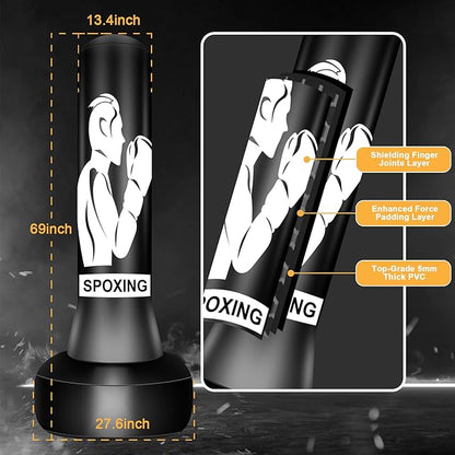 70" Freestanding Heavy Punching Bag with Adjustable Stand, Perfect for Boxing, MMA, Muay Thai, Karate, and Fitness Training for Adults, Men, Women, and Beginners
