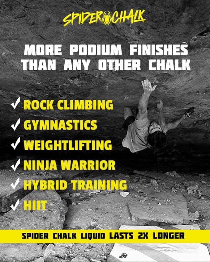 SPIDER CHALK Black Widow Liquid Chalk No Mess Weightlifting Gym Chalk, Lab-Grade, Skin-Friendly Safe Ingredients, Made in The USA