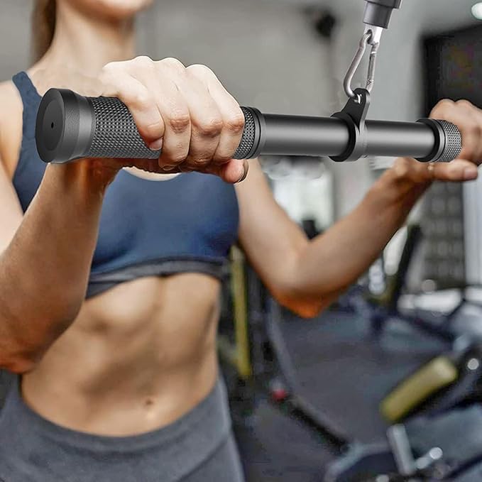 Kinglotus Cable Machine Attachment Straight Bar Tricep Rope Double D Handle for Home Gym Weight Equipment Accessories.