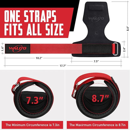 WALITO Weight Lifting Wrist Straps (Pair),Double Layer Leather Grips for Deadlift,Powerlifting and Gym Workouts, Adjustable Neoprene Padded Wrist Wraps - Men/Women, Heavy Duty Support
