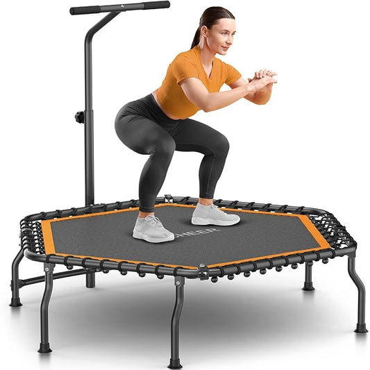 ANCHEER 50" Rebounder Trampoline for Adults With Bar, 550 LBS Mini Trampoline Quiet Exercise Bungee Jumping Cardio Trainer Workout