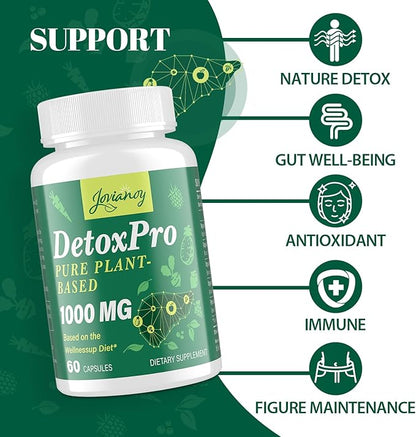 2000 MG Plant-Based Detox Cleanse – Natural Toxin Flush for Liver, Gut & Colon – Antioxidant & Digestive Support – Fast-Acting Detox Complex for Women & Men – 60 Capsules