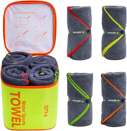4Monster 4 Pack Microfiber Camping Towel Quick Dry