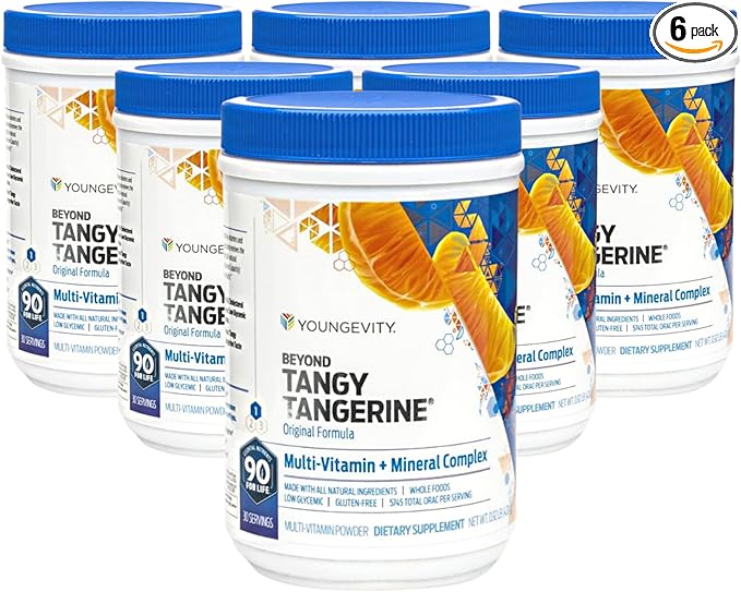 Youngevity Beyond Tangy Tangerine - Original Formula | Multi-Vitamin & Mineral Complex | Made with Natural & Whole Foods | 5,745 ORAC | 6 Pack