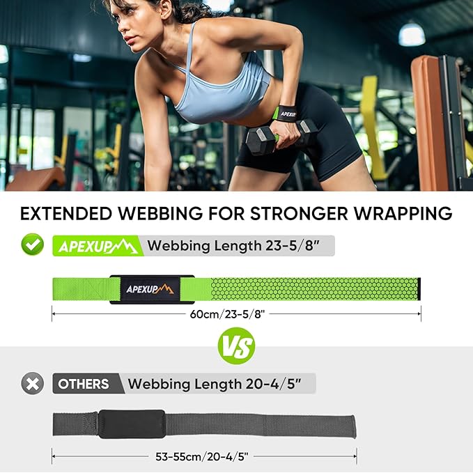 APEXUP Weight Lifting Straps for Weightlifting, Lifting Wrist Straps Gym, Deadlift Straps, Anti Slip Silicone and Neoprene Padded Weightlifting Straps Men Women Powerlifting, Strength Training