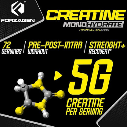 Forzagen Creatine Monohydrate Powder Unflavored, Micronized Creatine Powder for Muscle Gain for Men & Women, Creatina Monohidratada en Polvo, Creatina para Aumentar la Masa Muscular - 72 Servings