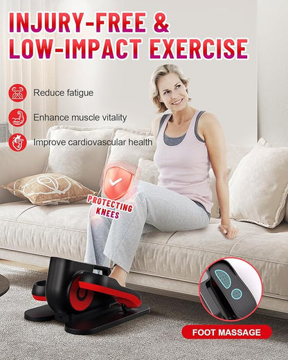 Under Desk Elliptical Machine, Ellipse Leg Exerciser Electric as Seen on TV for Seniors with Remote Control & 10 Adjustable Speeds,Quiet & Portable Mini Seated Pedal Exerciser