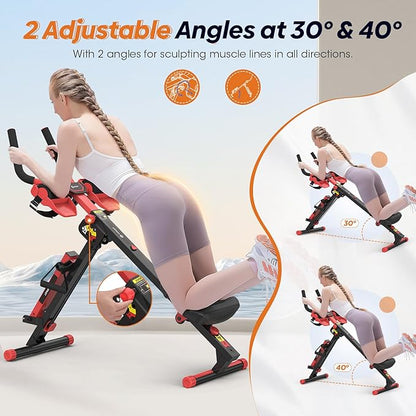 Rowing Machine, 4 in 1 Rowing and Ab Machine with 2 Levels of Workout Resistance, Quiet & Foldable Rower Machine with 3 Adjustable Handle Heights & LCD Monitor, Row Machine for Home Exercise