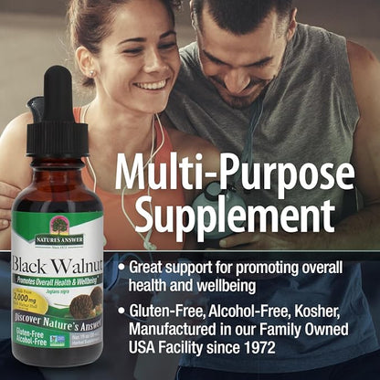 Nature's Answer Black Walnut Green Hull Extract 1oz - Alcohol-Free, Gluten-Free, Kosher - Black Walnut, Wormwood Black Walnut Clove Parasite Cleanse - Detox & Liver Support, Digestive Cleanser