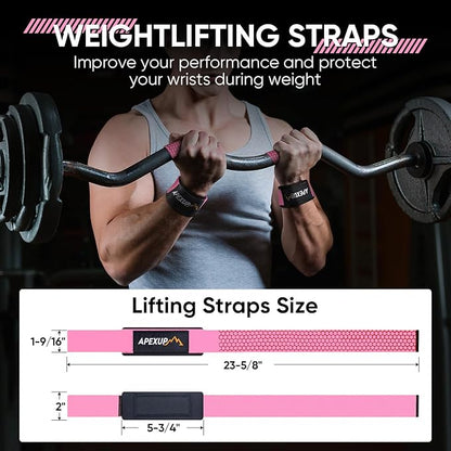 APEXUP Weight Lifting Straps for Weightlifting, Lifting Wrist Straps Gym, Deadlift Straps, Anti Slip Silicone and Neoprene Padded Weightlifting Straps Men Women Powerlifting, Strength Training