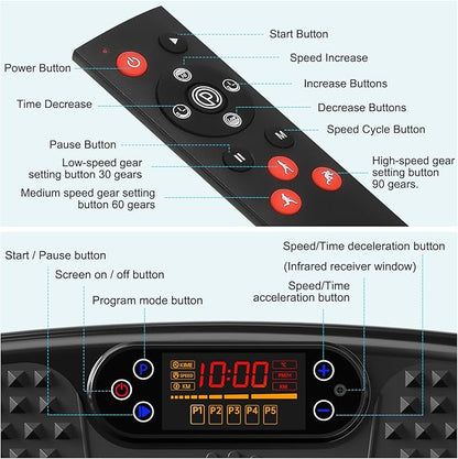 Vibration Plate Exercise Machine for Lymphatic Drainage,Softgym Power Vibrate Stand Shake Board 400 Lbs Capacity Whole Body Workout Waver with Fitness Resistance Bands Weight Loss Gifts for Women Men