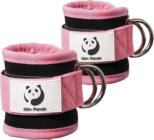 Slim Panda Ankle Strap for Cable Machine,Ankle Cuff for Kickbacks, Booty Hip Abductors,Glute Workouts, Leg Extensions, Curls for Men and Women, Adjustable with Double D-Rings
