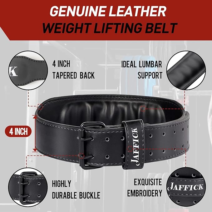 Jaffick Weight lifting Belt for 7MM Leather Pro 4 Inch