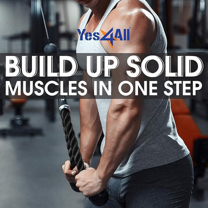 Yes4All Deluxe Tricep Rope Cable Attachment, 27 & 36 inch with 4 Colors, Exercise Machine Attachments Pulley System Gym Pull Down Rope with Carabiner