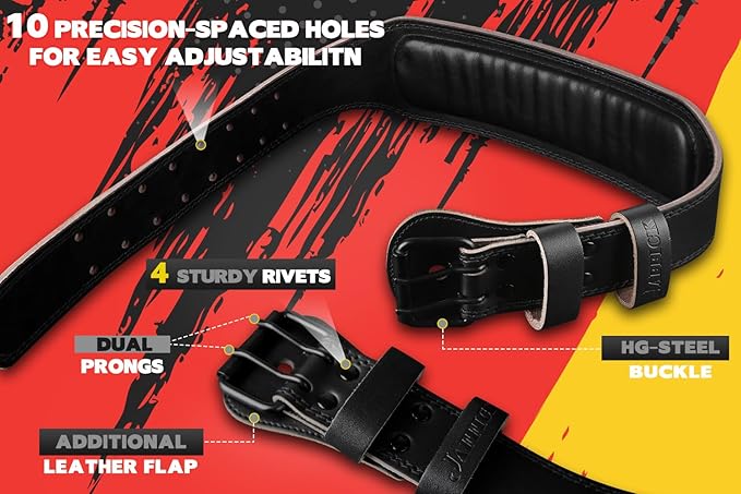 Jaffick Weight lifting Belt for 7MM Leather Pro 4 Inch