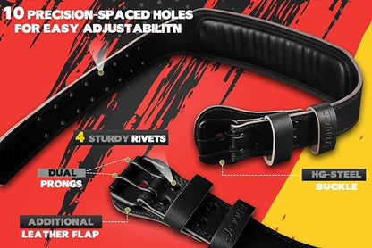 Jaffick Weight lifting Belt for 7MM Leather Pro 4 Inch