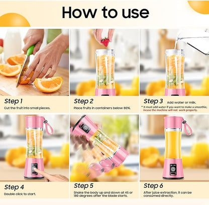Cordless Personal Size Portable Blender - Blender Make Smoothies & Shakes, 12 Oz BAP Free Traveling Cup, Quickly Squeezed in Office/Picnic/Sprots