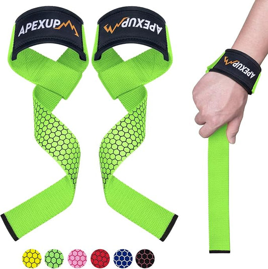 APEXUP Weight Lifting Straps for Weightlifting, Lifting Wrist Straps Gym, Deadlift Straps, Anti Slip Silicone and Neoprene Padded Weightlifting Straps Men Women Powerlifting, Strength Training