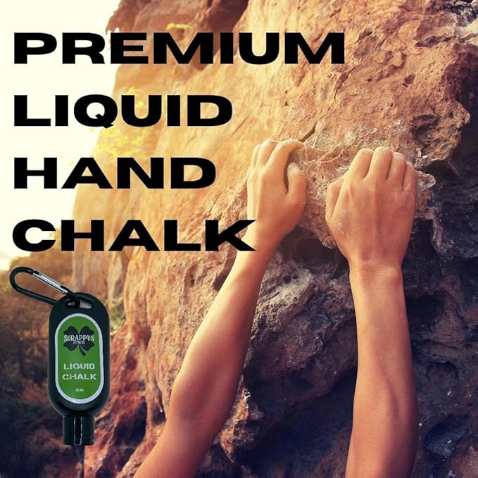 Scrappy's Fitness Liquid Chalk - Long Lasting, Premium Grip for Athletes - Weightlifting, Gymnastics, Rock Climbing, Pole Dancing & More - Travel Size with Clip - Quick Drying & Mess Free
